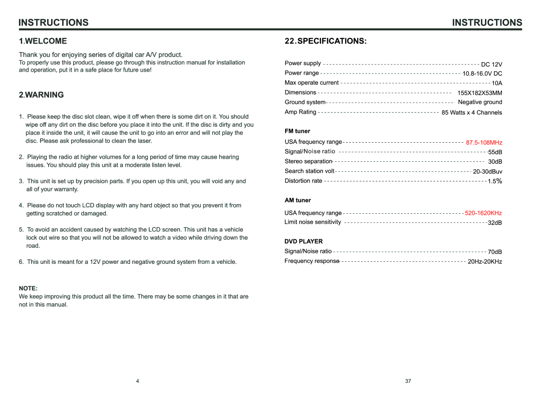 Boss Audio Systems BV9996BT manual 87.5-108MHz 