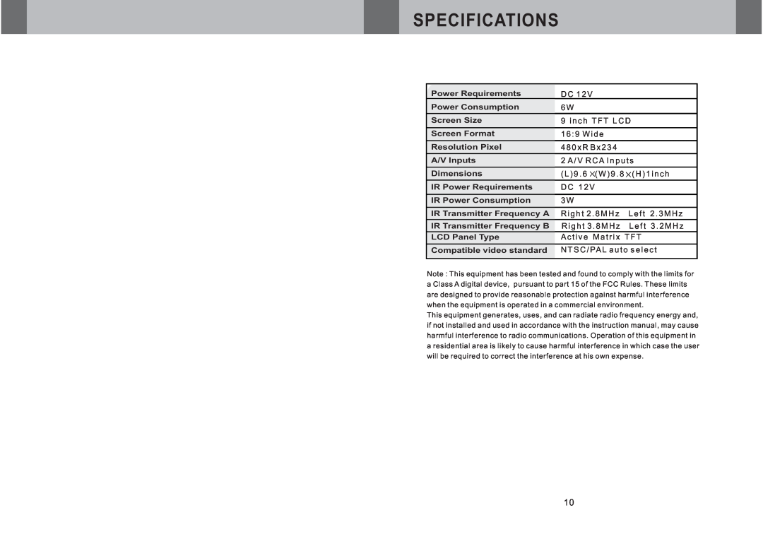 Boss Audio Systems BV9F user manual Specifications 