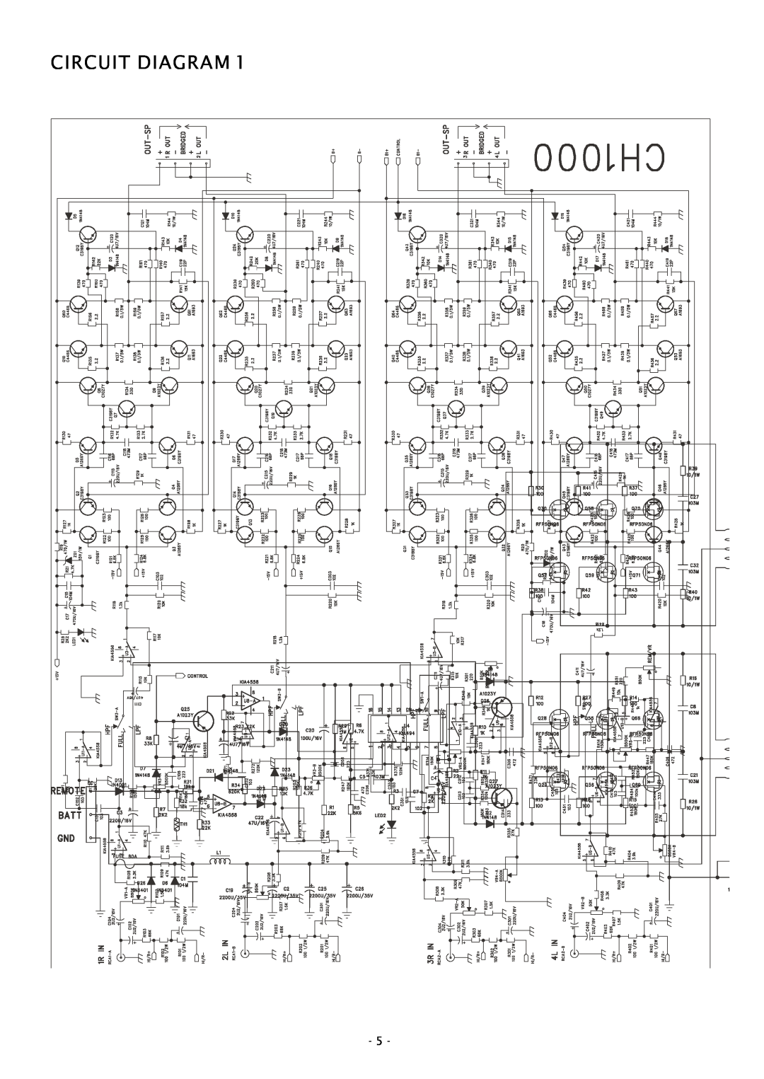 Boss Audio Systems CH1000 specifications Circuit Diagram 