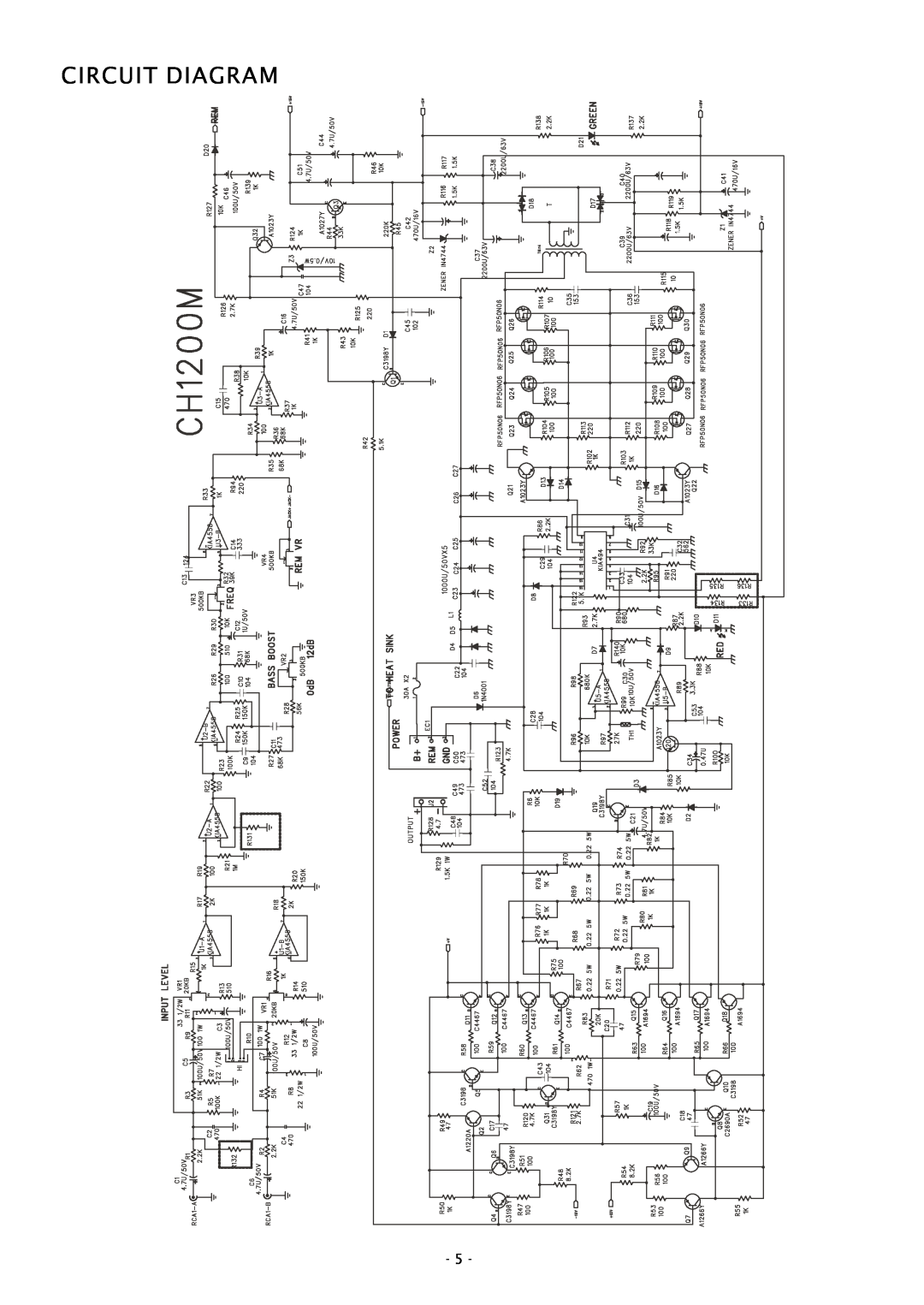Boss Audio Systems CH1200M specifications Circuit Diagram 