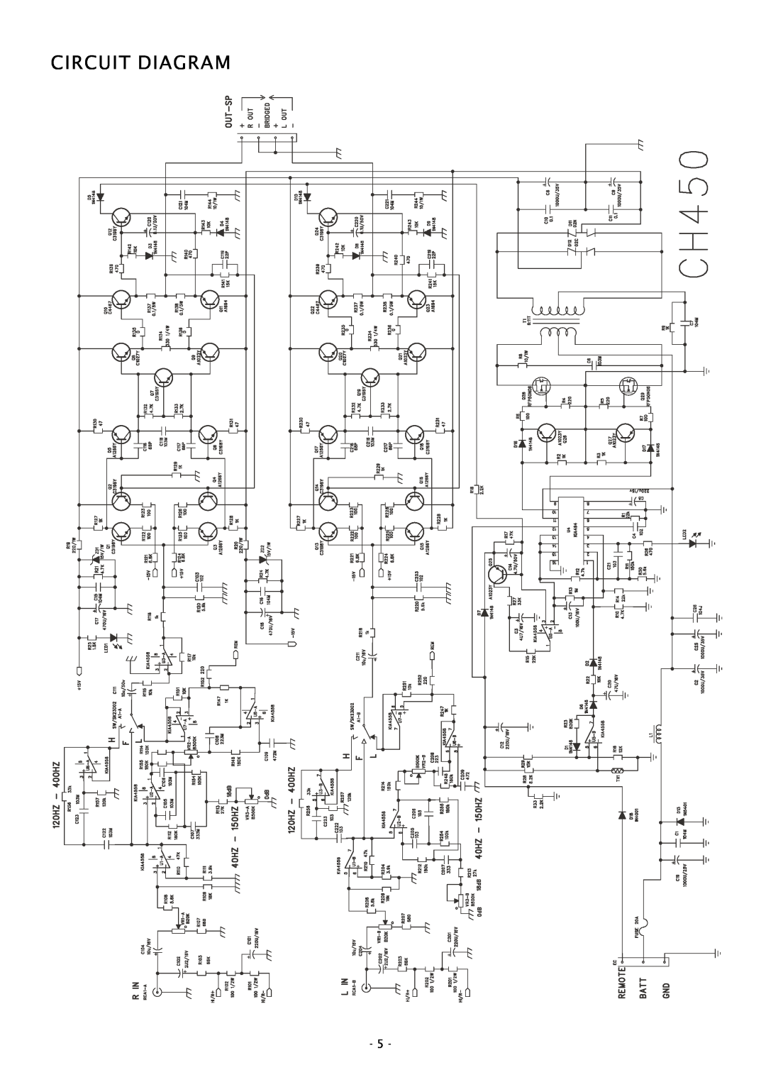 Boss Audio Systems CH450 specifications Circuit Diagram 
