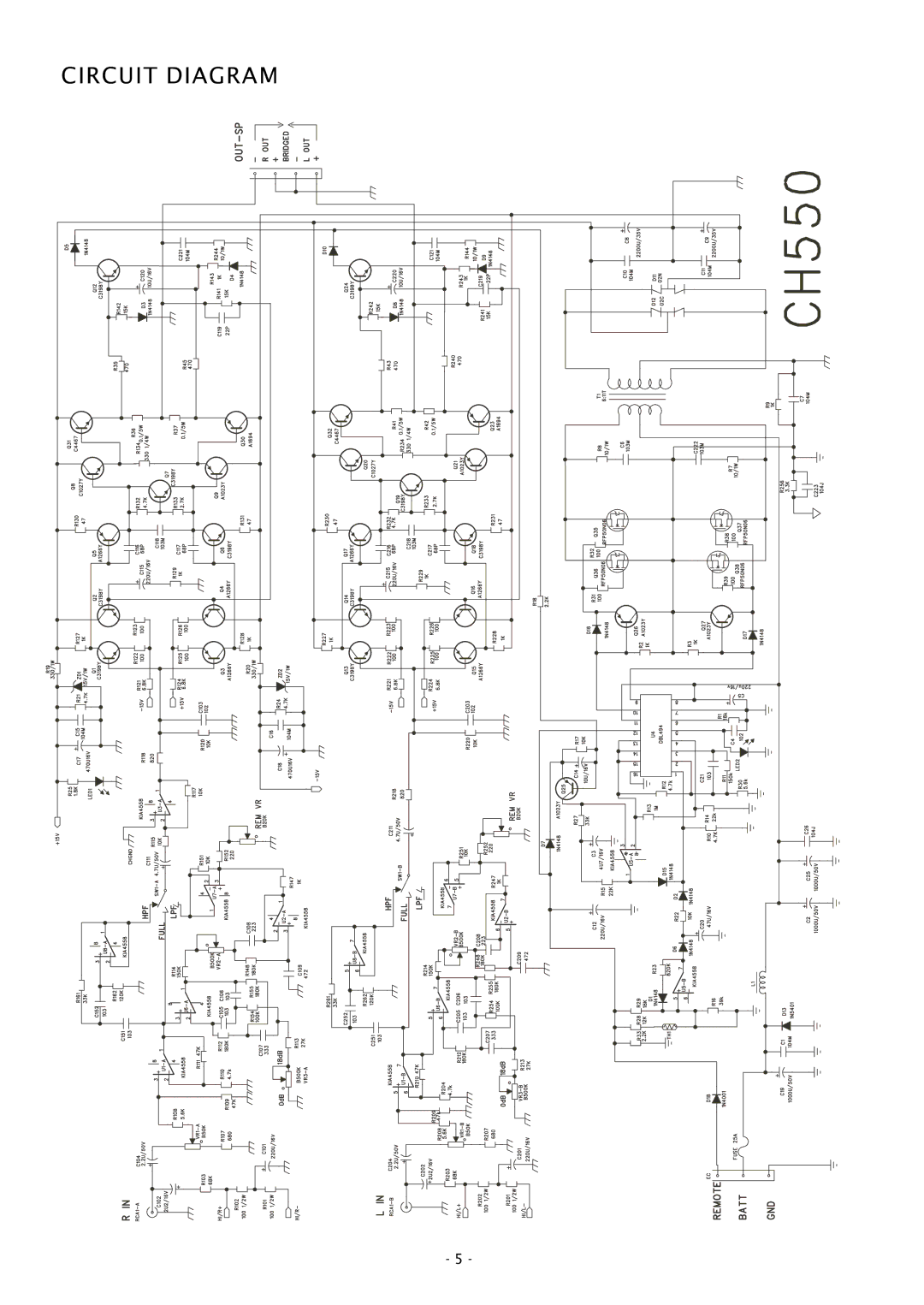 Boss Audio Systems CH550 specifications Circuit Diagram 