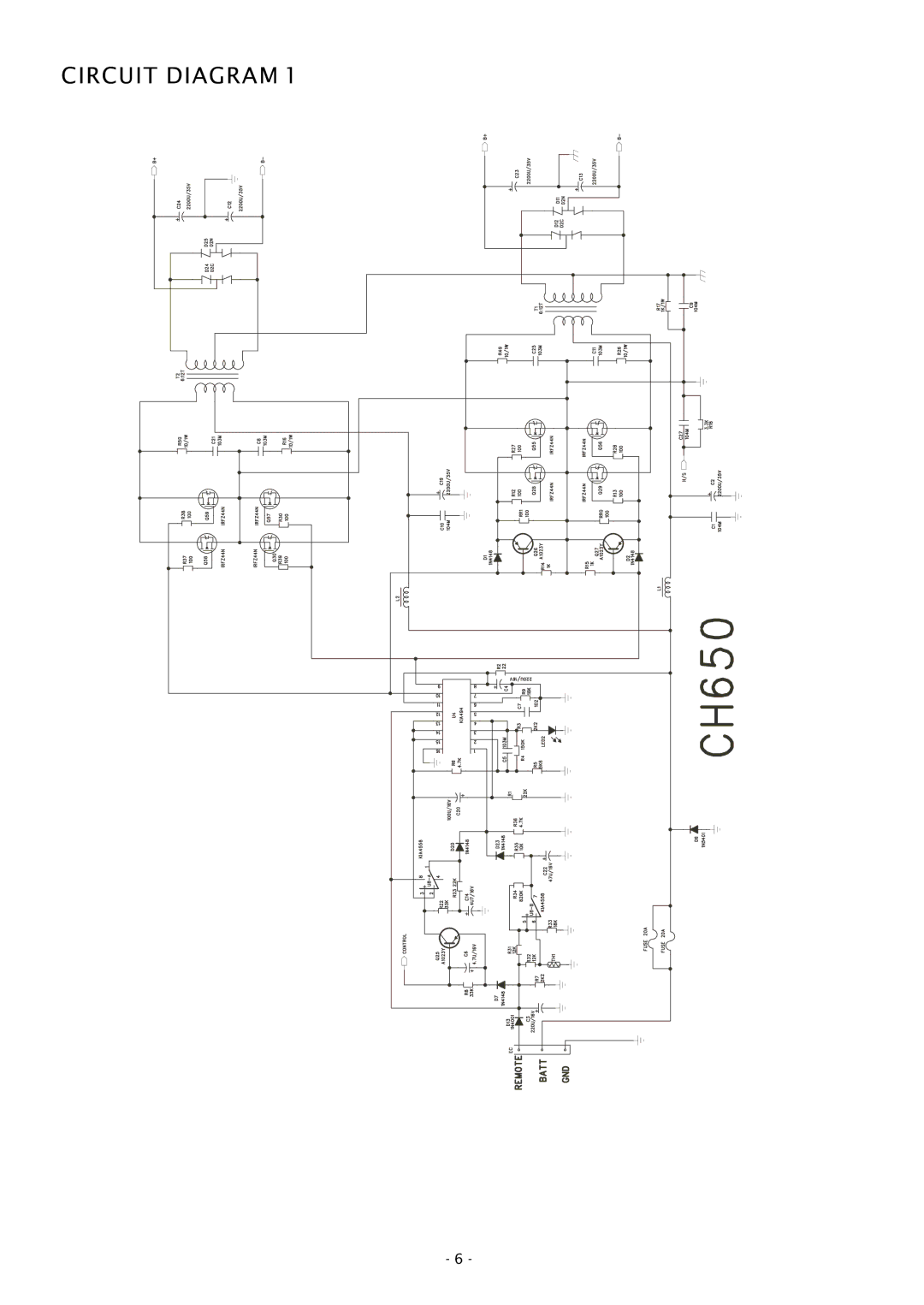 Boss Audio Systems CH650 specifications Circuit Diagram 