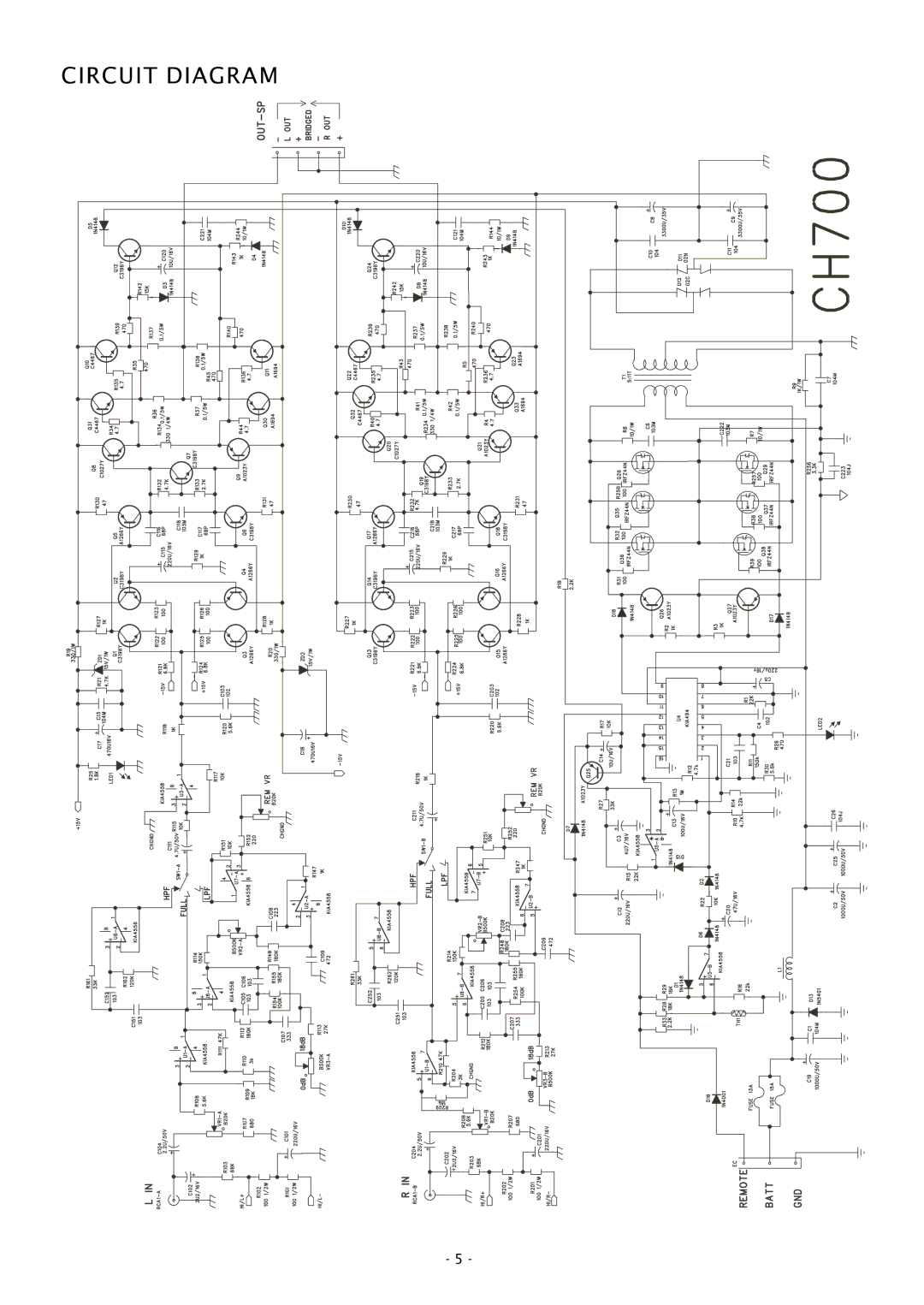 Boss Audio Systems CH700 specifications Circuit Diagram 