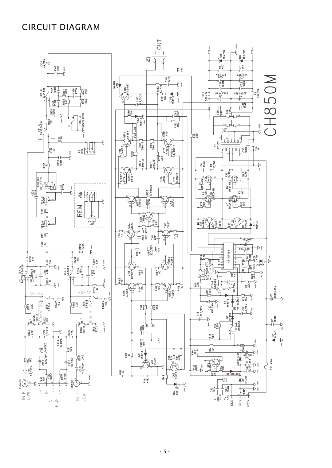 Boss Audio Systems CH850M specifications Circuit Diagram 