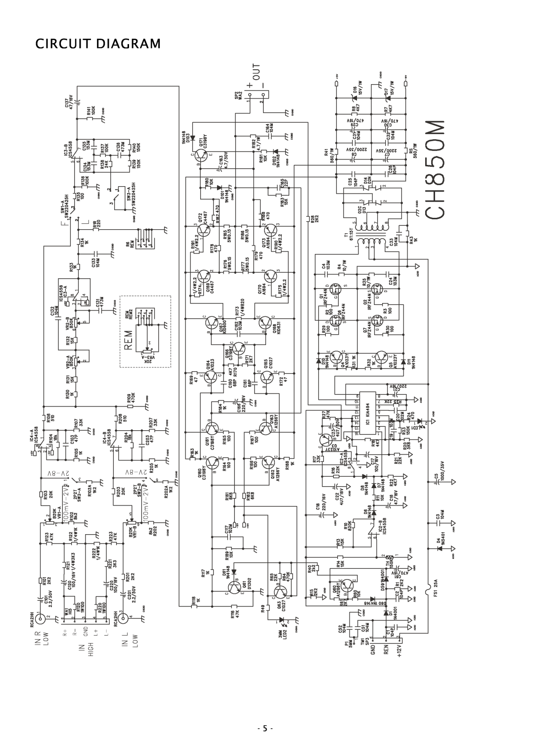 Boss Audio Systems CH850M specifications Circuit Diagram 
