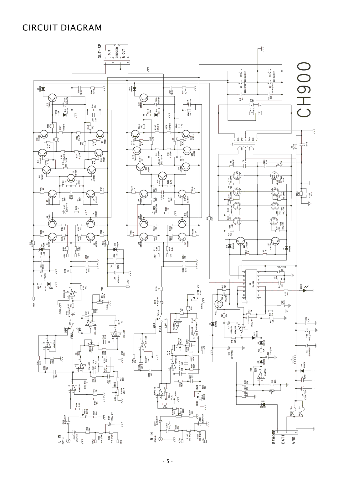 Boss Audio Systems CH900 specifications Circuit Diagram 