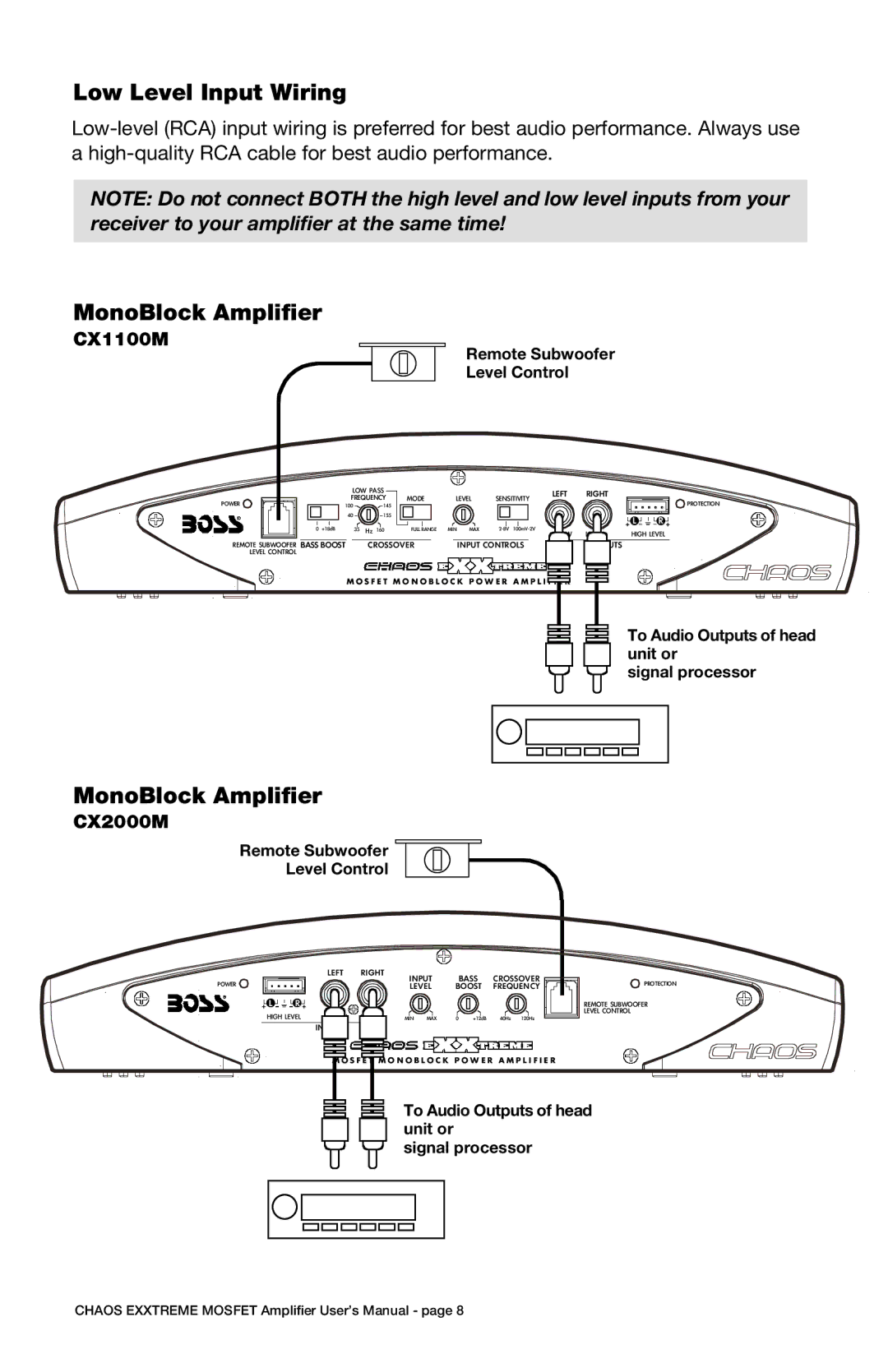 Boss Audio Systems CX1250, cx450, CX250, CX950, CX750, cx550 user manual MonoBlock Amplifier, CX1100M, CX2000M 