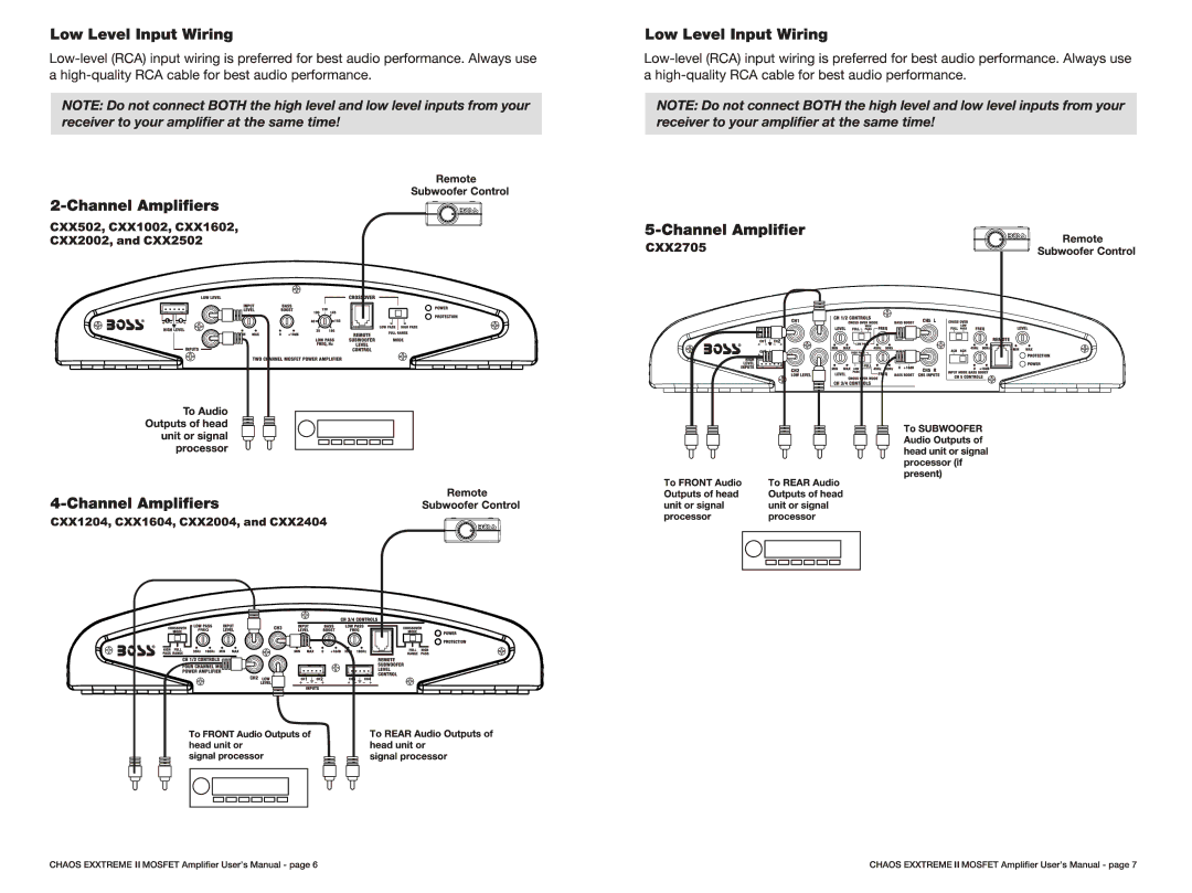 Boss Audio Systems CXX1204, CXXM1250, CXXM2200, CXX1602 manual 