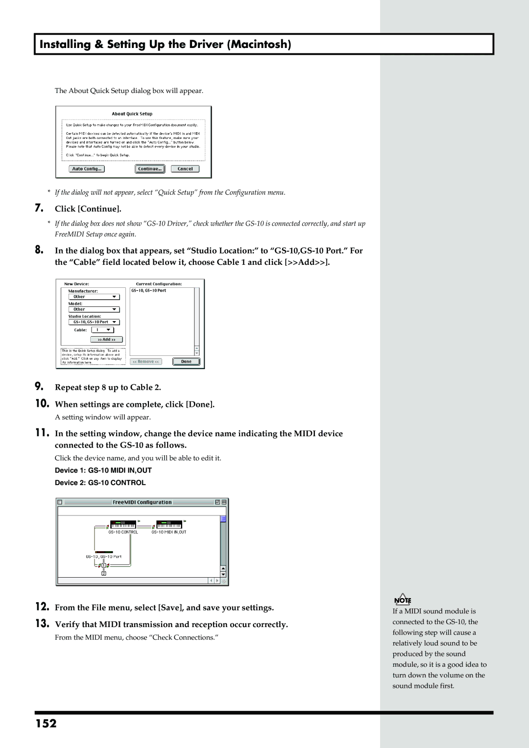 Boss Audio Systems GS-10 owner manual 152, Click Continue, Repeat up to Cable When settings are complete, click Done 