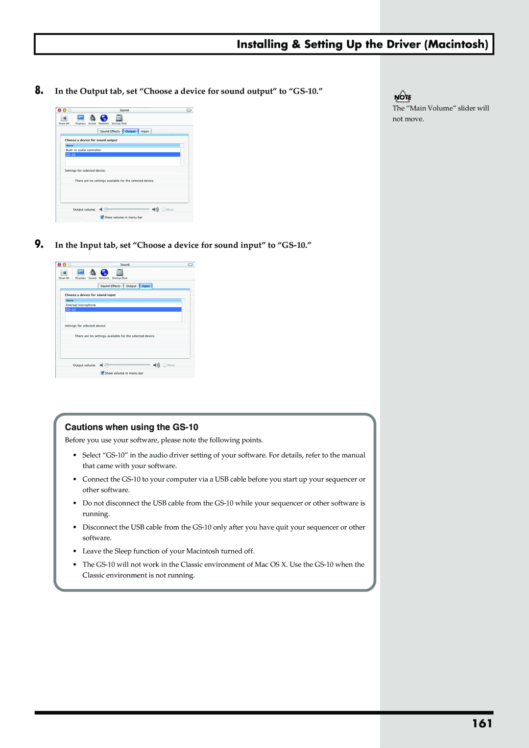 Boss Audio Systems owner manual 161, Output tab, set Choose a device for sound output to GS-10 