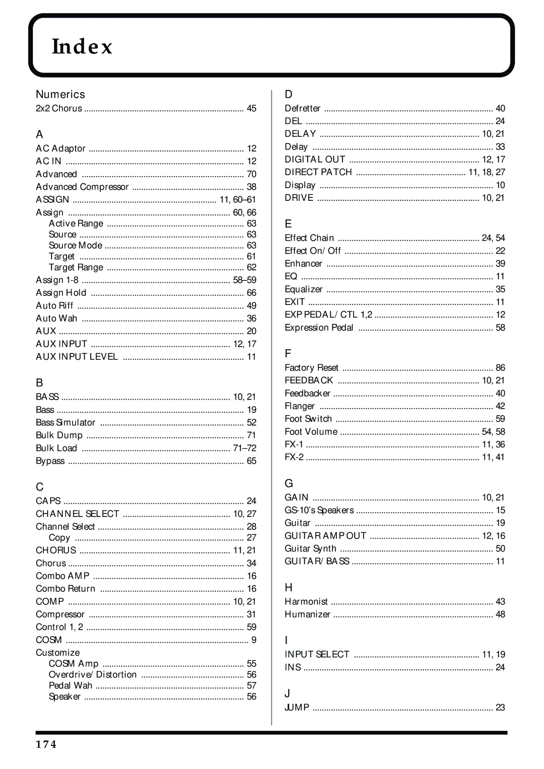 Boss Audio Systems GS-10 owner manual Index, Numerics 