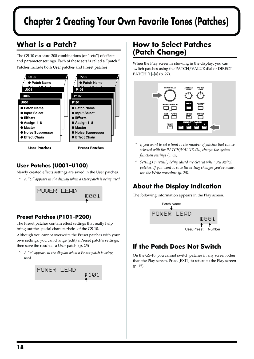 Boss Audio Systems GS-10 owner manual What is a Patch?, How to Select Patches Patch Change, About the Display Indication 