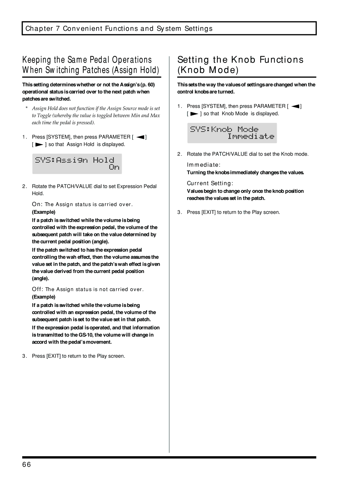 Boss Audio Systems GS-10 owner manual Setting the Knob Functions Knob Mode, Immediate, Current Setting 