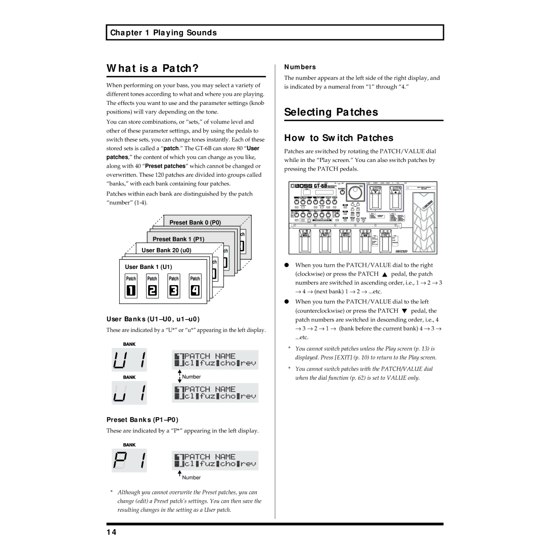 Boss Audio Systems GT-6B owner manual What is a Patch?, Selecting Patches, How to Switch Patches 