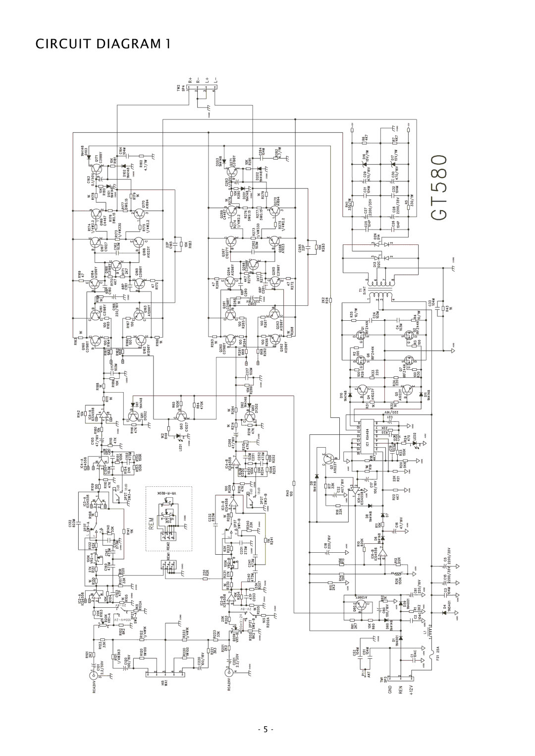 Boss Audio Systems GT580 service manual Circuit Diagram 