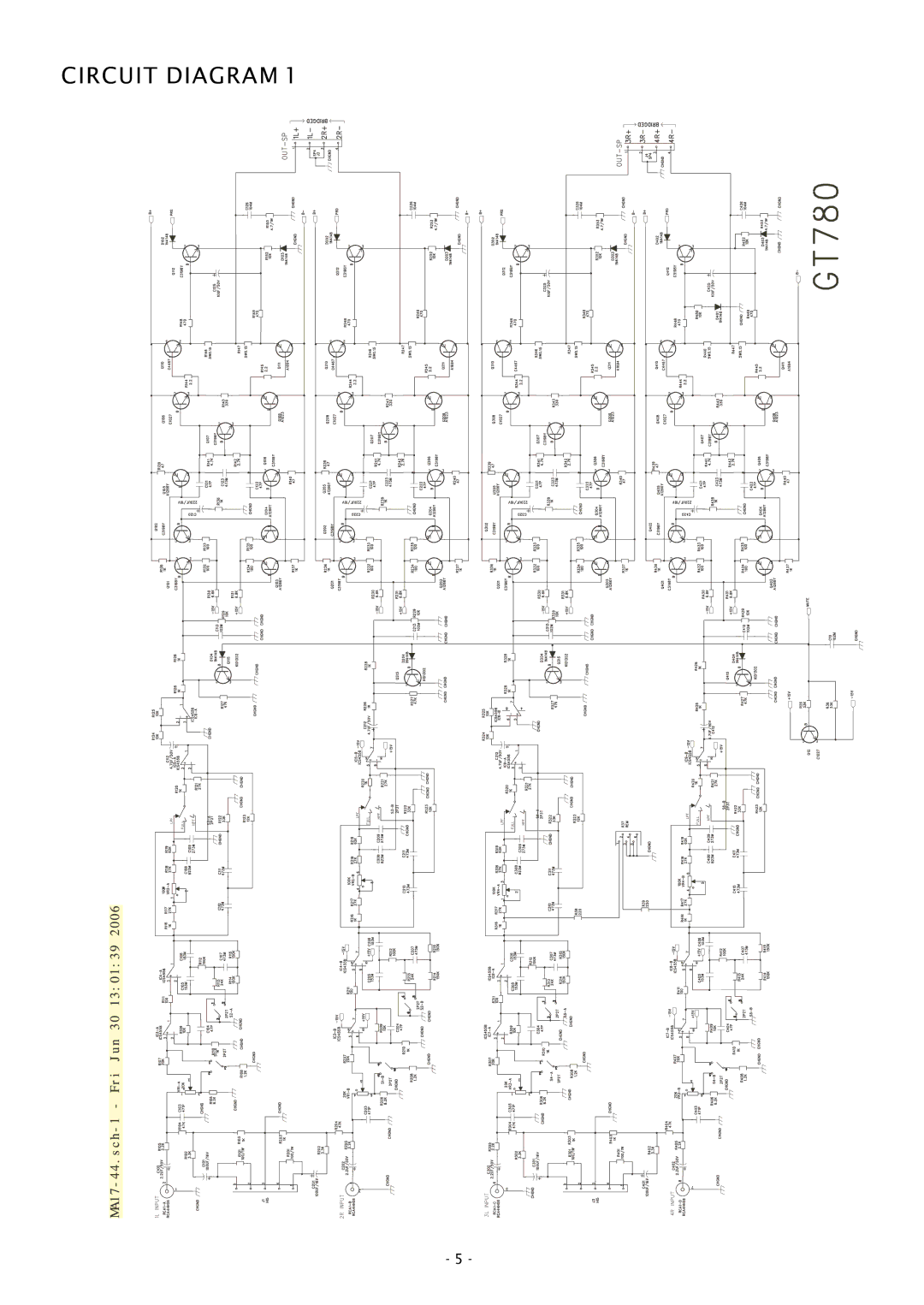 Boss Audio Systems GT780 service manual Circuit Diagram 