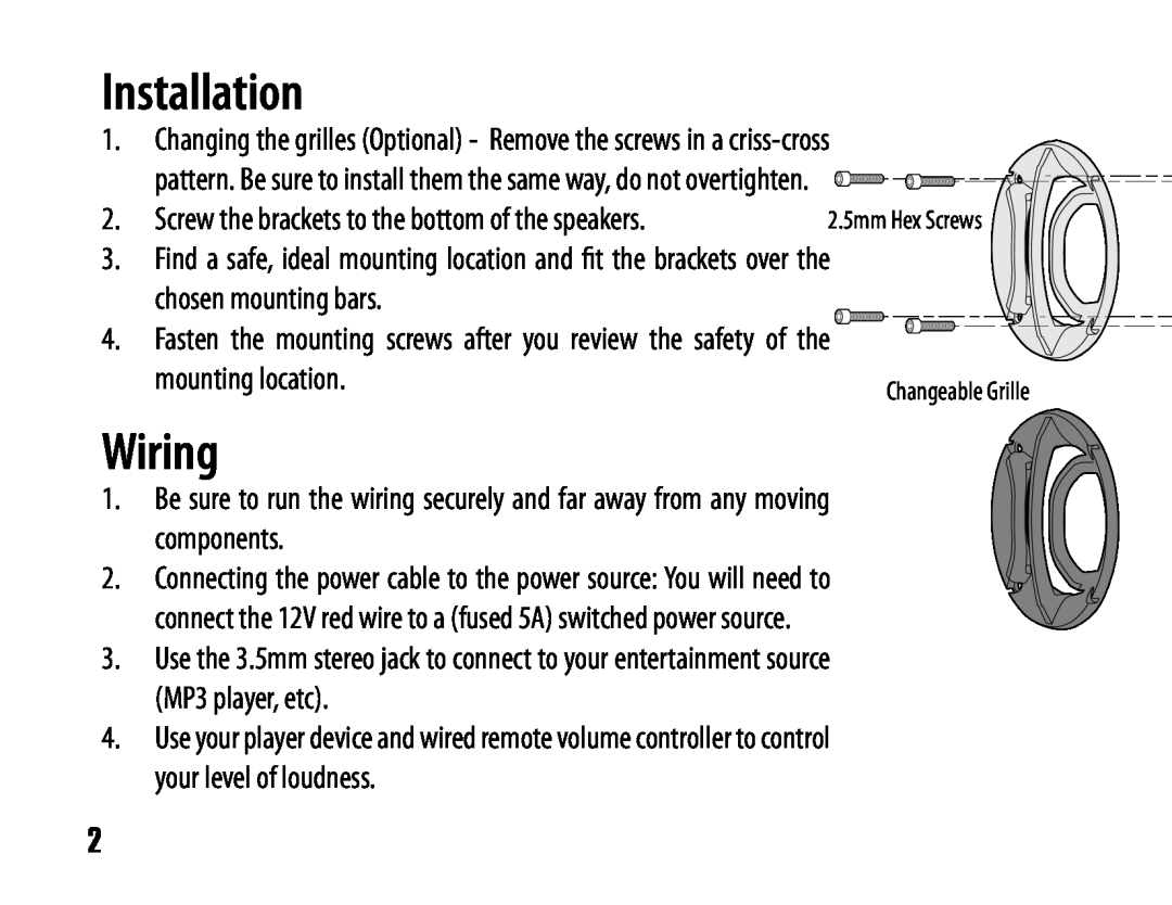 Boss Audio Systems MC300 user manual Installation, Wiring 