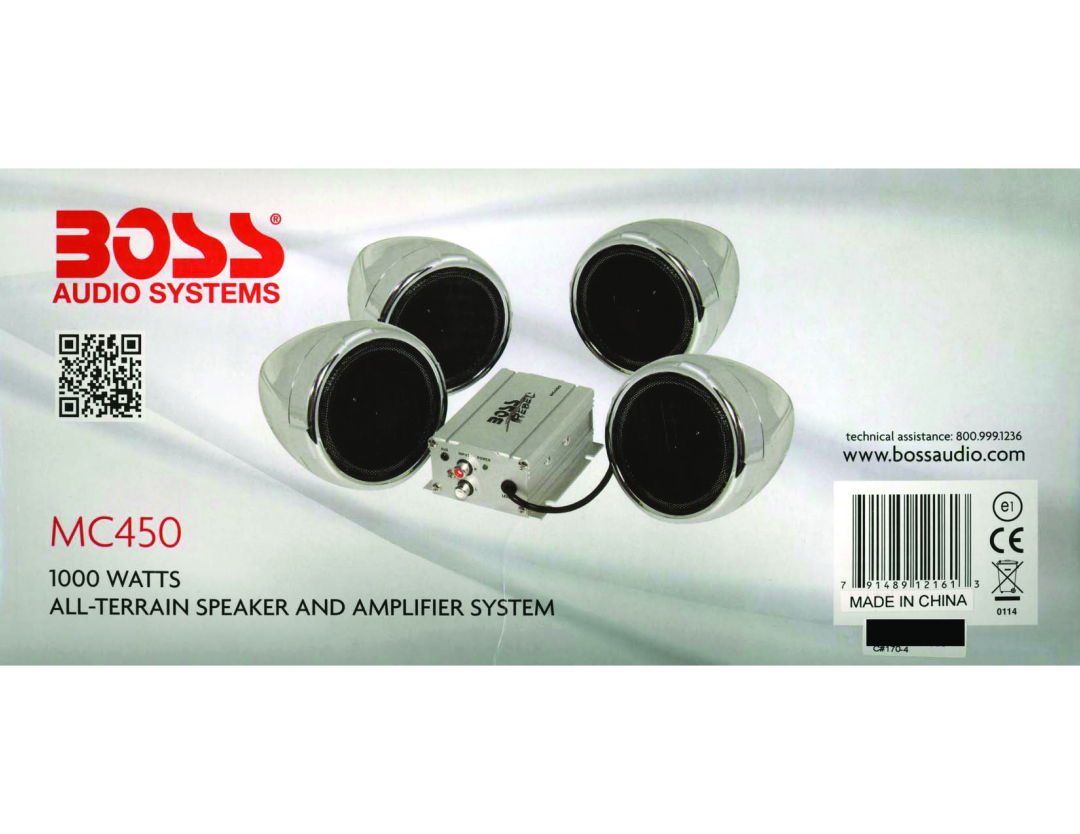 Boss Audio Systems MC450 user manual Audio Systems, Waits, 79148912161 3 R, Made In China, technical assistance 