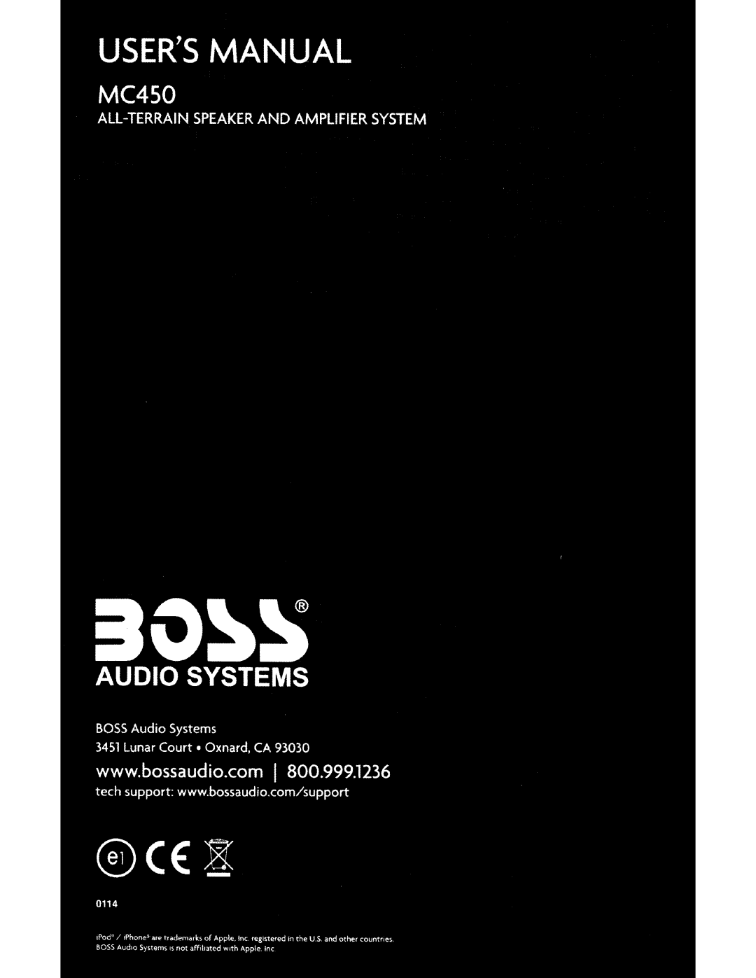 Boss Audio Systems MC450 user manual 