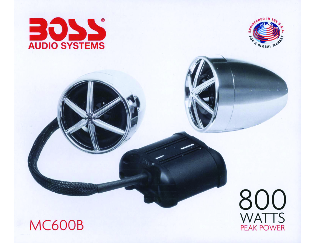 Boss Audio Systems MC600B user manual 510~S AUDIO SYSTEMS, Watts Peak Power 