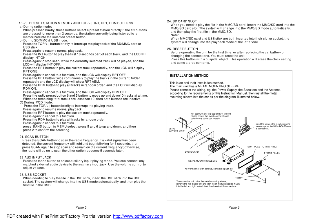 Boss Audio Systems mr1315bua manual Preset Station Memory and TOP/, INT, RPT, RDM Buttons, Rpt One, RDM on, SD Card Slot 