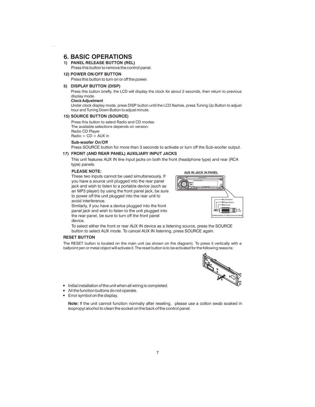 Boss Audio Systems MR1400S, MR1400W manual Basic Operations 