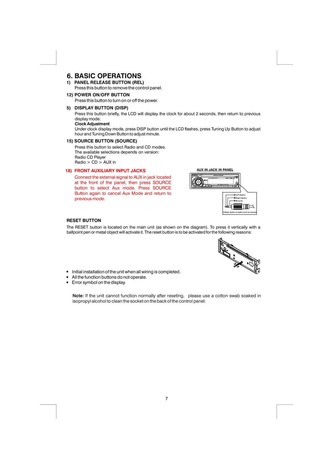 Boss Audio Systems mr1420s, MR1420W manual Basic Operations 