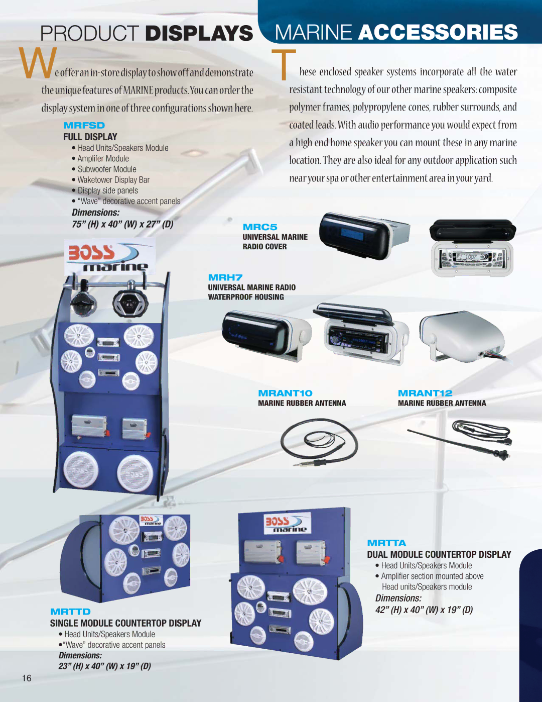 Boss Audio Systems MR1620W, MR1640W, MR2080W, MR1620S, MR1600W manual Mrfsd, Mrttd, MRC5, MRH7, MRANT10 MRANT12, Mrtta 