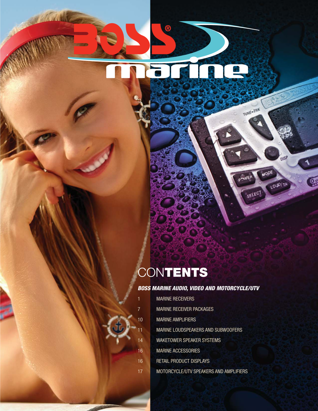 Boss Audio Systems MR2080W, MR1620W, MR1640W Contents, Boss Marine Audio, Video And Motorcycle/Utv, 10MARINE AMPLIFIERS 