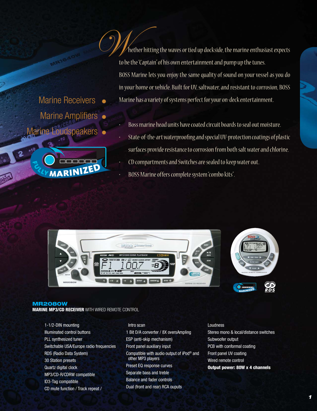 Boss Audio Systems MR1620S • BOSS Marine offers complete system “combo kits”, CD mute function / Track repeat, Intro scan 