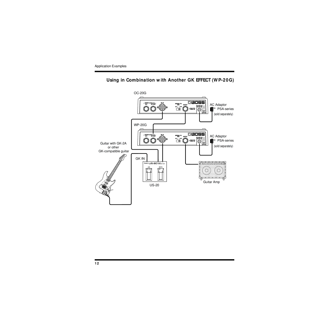 Boss Audio Systems owner manual Using in Combination with Another GK Effect WP-20G, OC-20G WP-20G 