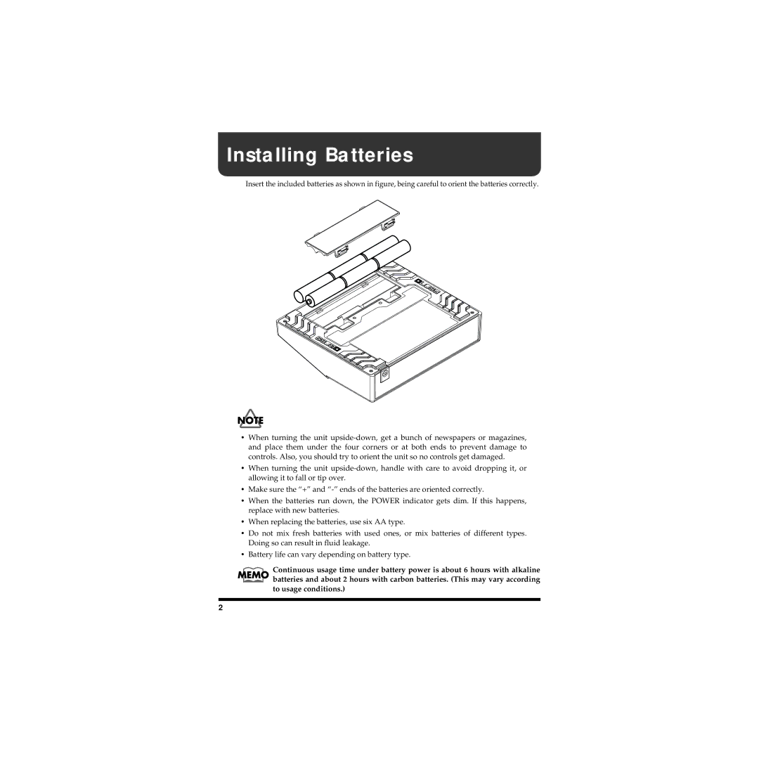 Boss Audio Systems OC-20G owner manual Installing Batteries 