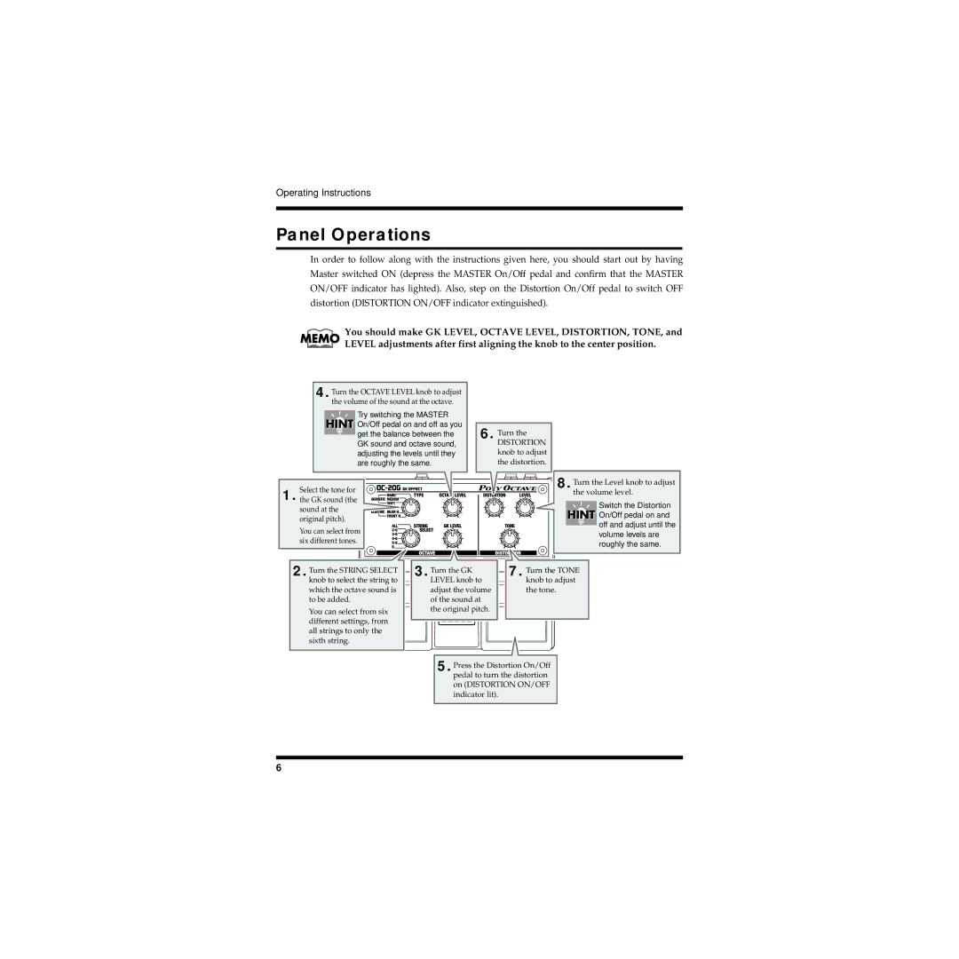 Boss Audio Systems OC-20G owner manual Panel Operations 