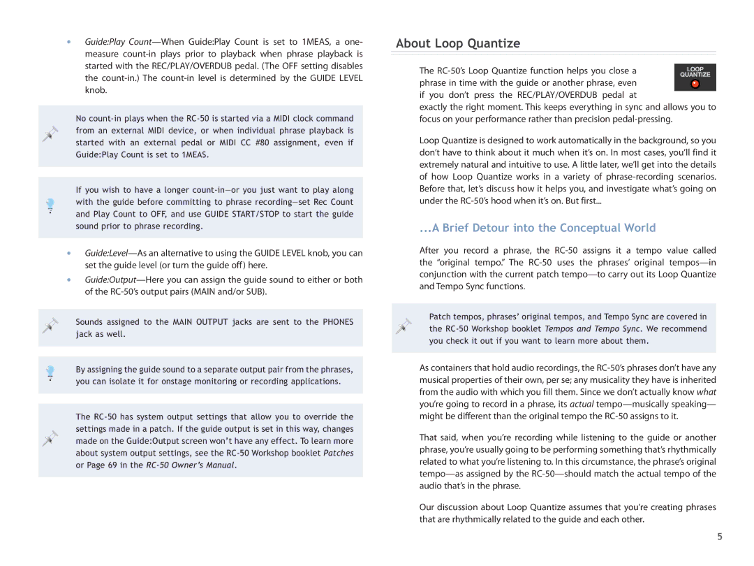 Boss Audio Systems RC50 manual About Loop Quantize, Brief Detour into the Conceptual World 