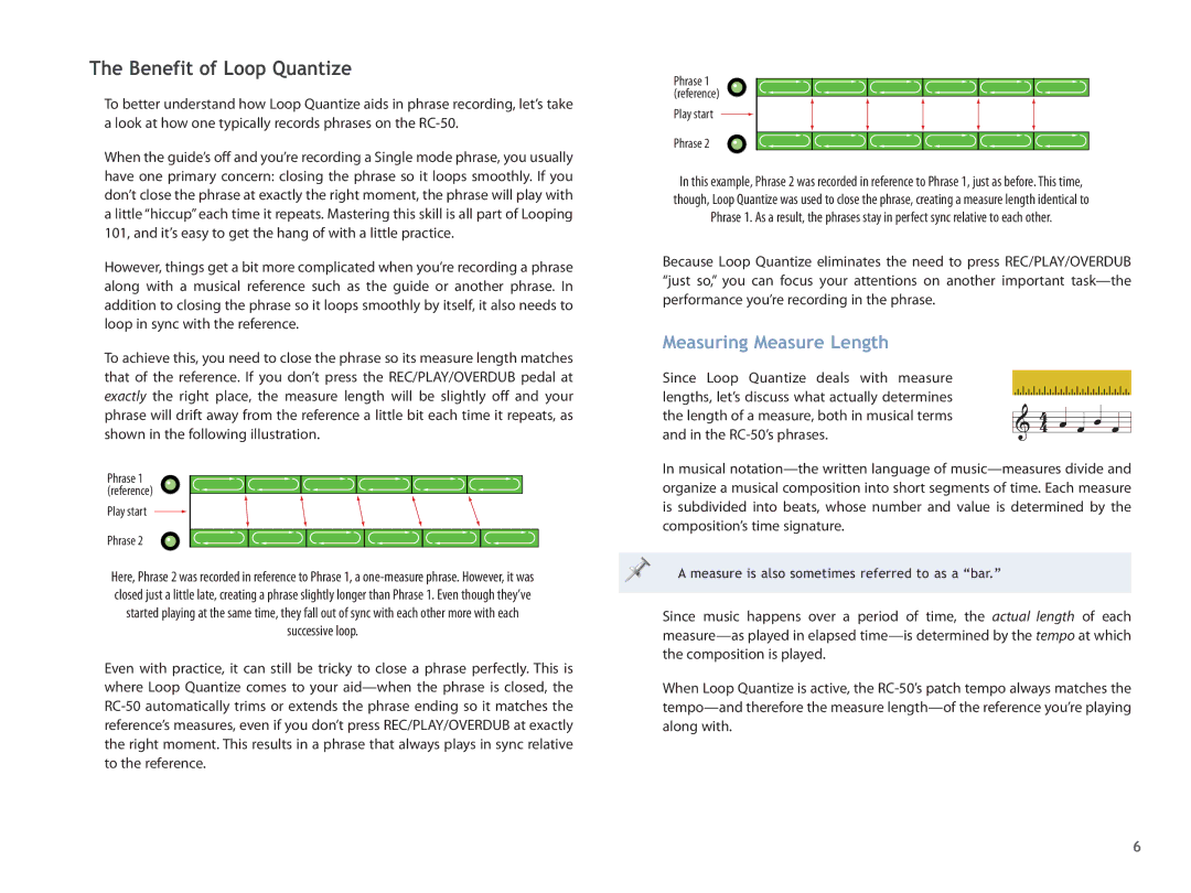 Boss Audio Systems RC50 manual Benefit of Loop Quantize, Measuring Measure Length 