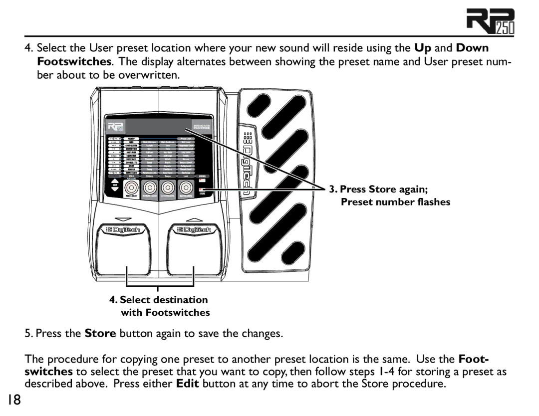 Boss Audio Systems RP250 user manual Press the Store button again to save the changes 