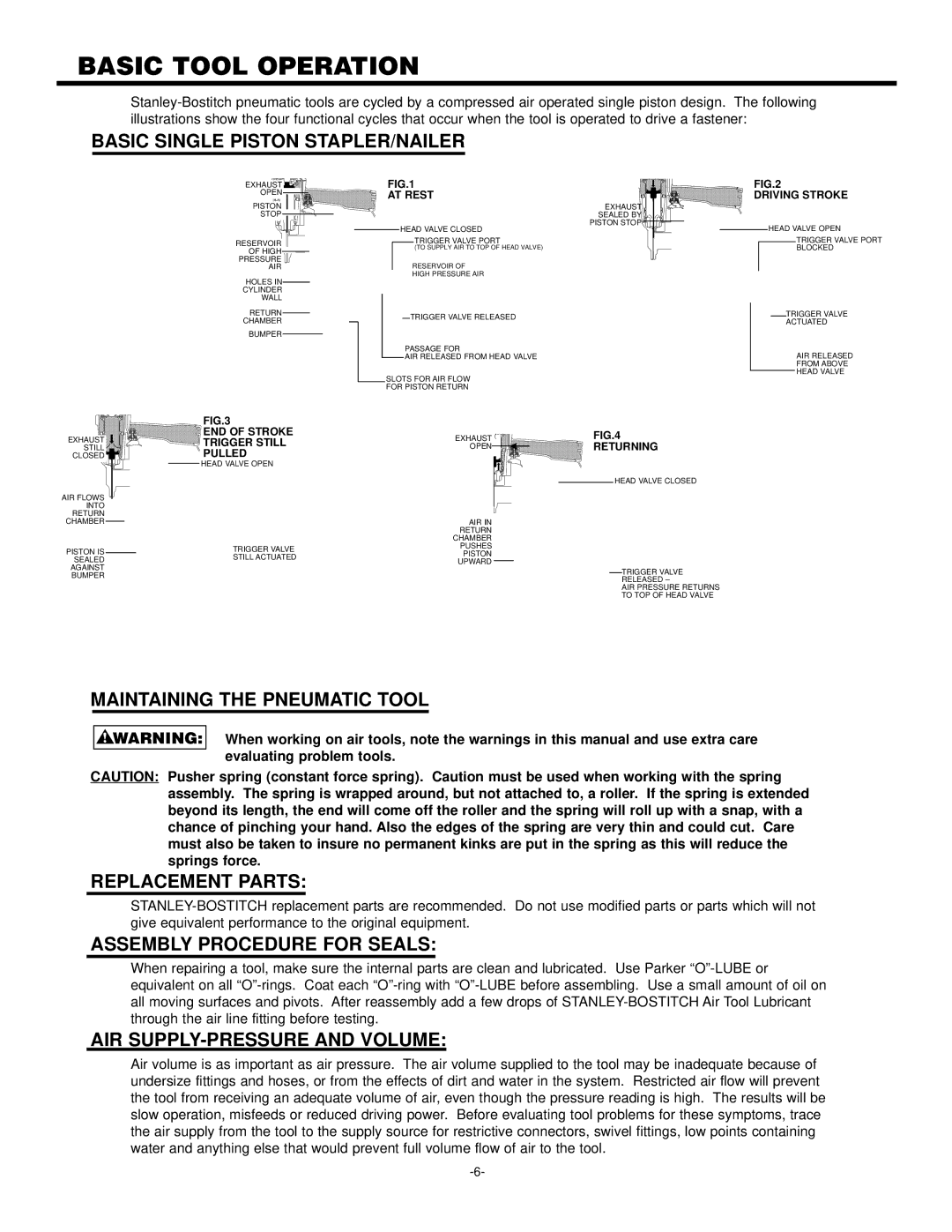 Bostitch 102272REVB 3/97 manual Basic Tool Operation 