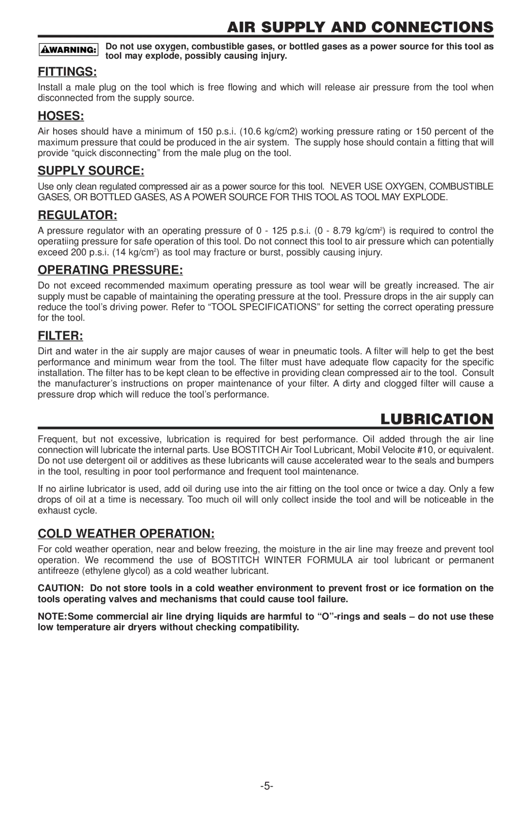 Bostitch 650S4-1, 600 manual Lubrication 