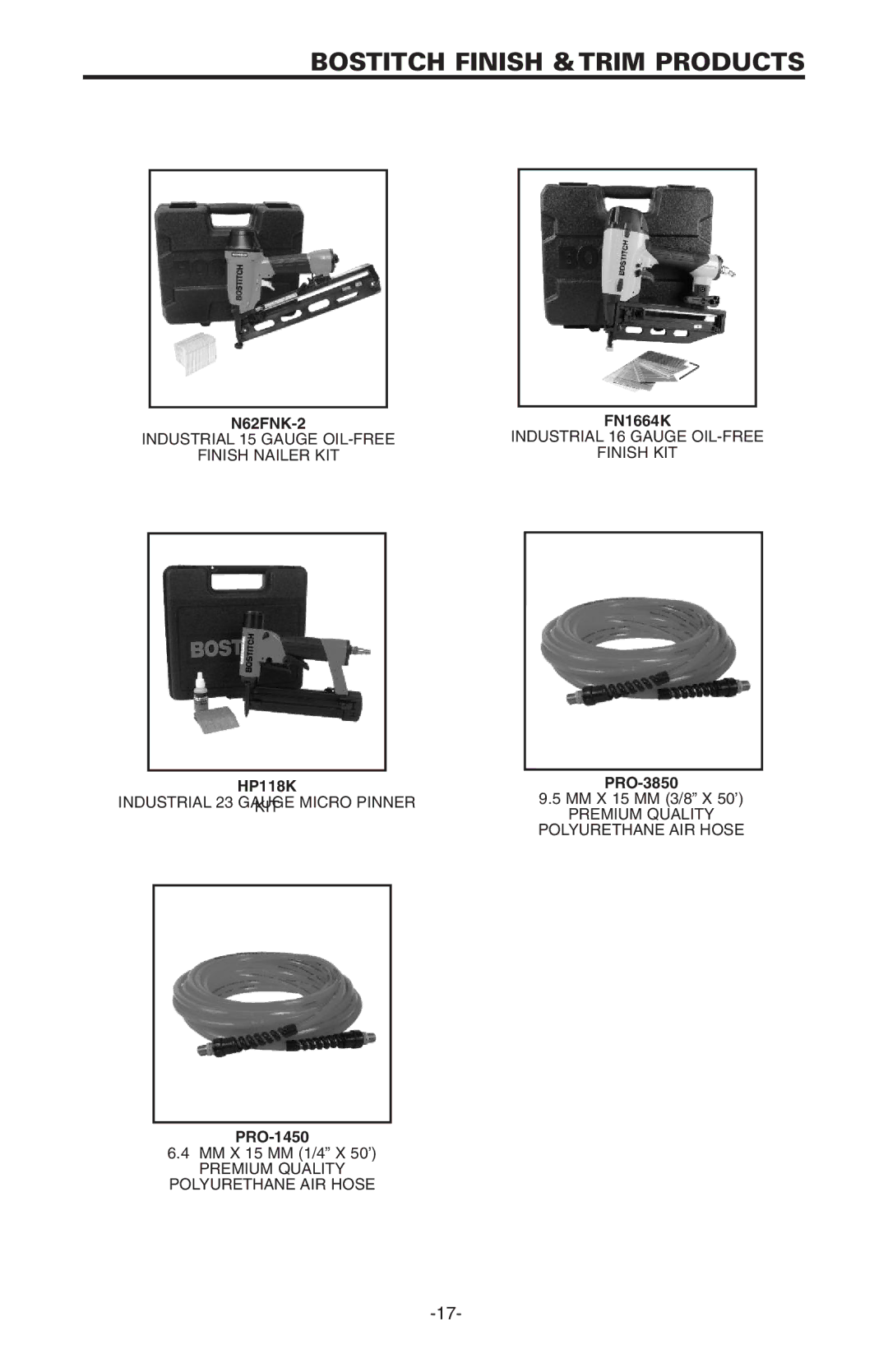 Bostitch BT1855K manual Bostitch Finish &TRIM Products 