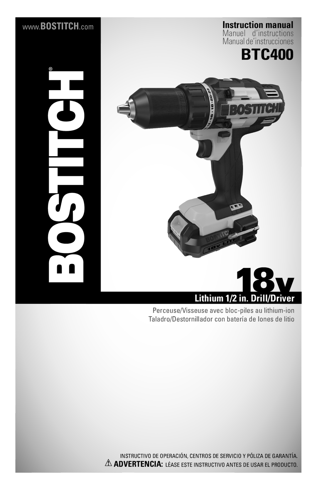 Bostitch BTC400LB instruction manual 18v 