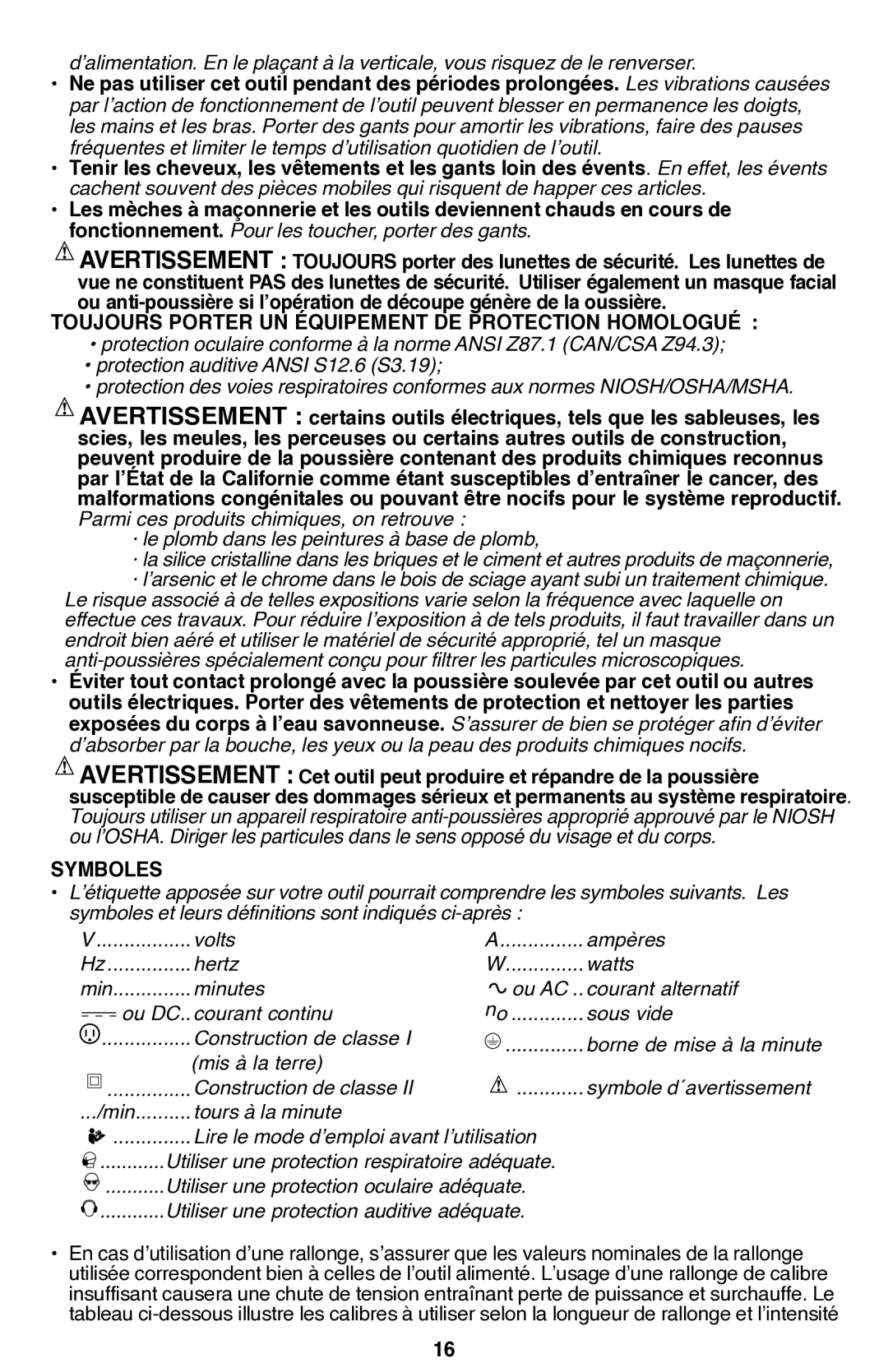 Bostitch BTC400LB instruction manual Toujours Porter UN Équipement DE Protection Homologué, Symboles 