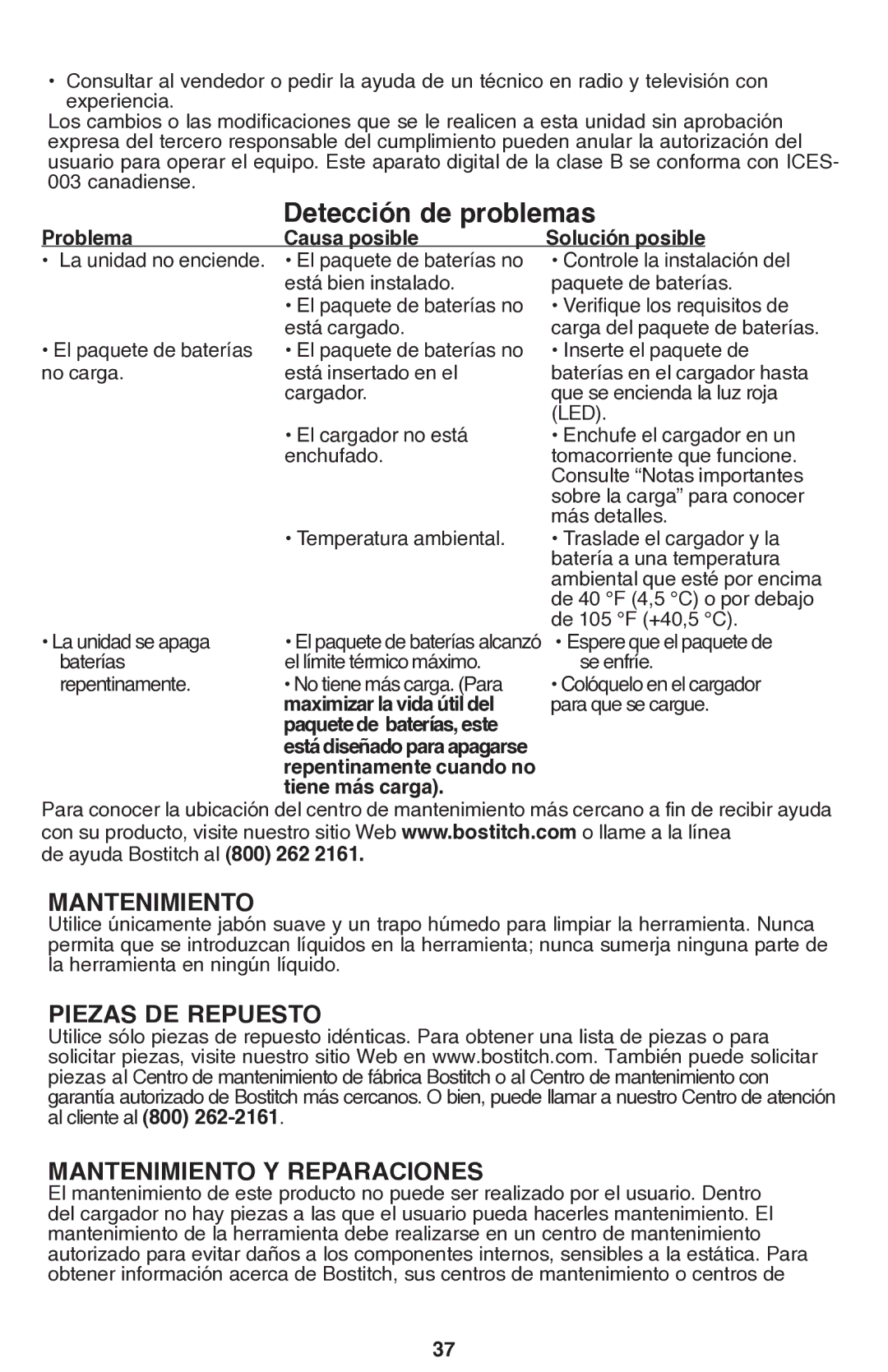 Bostitch BTC400LB instruction manual Piezas DE Repuesto Mantenimiento Y Reparaciones 