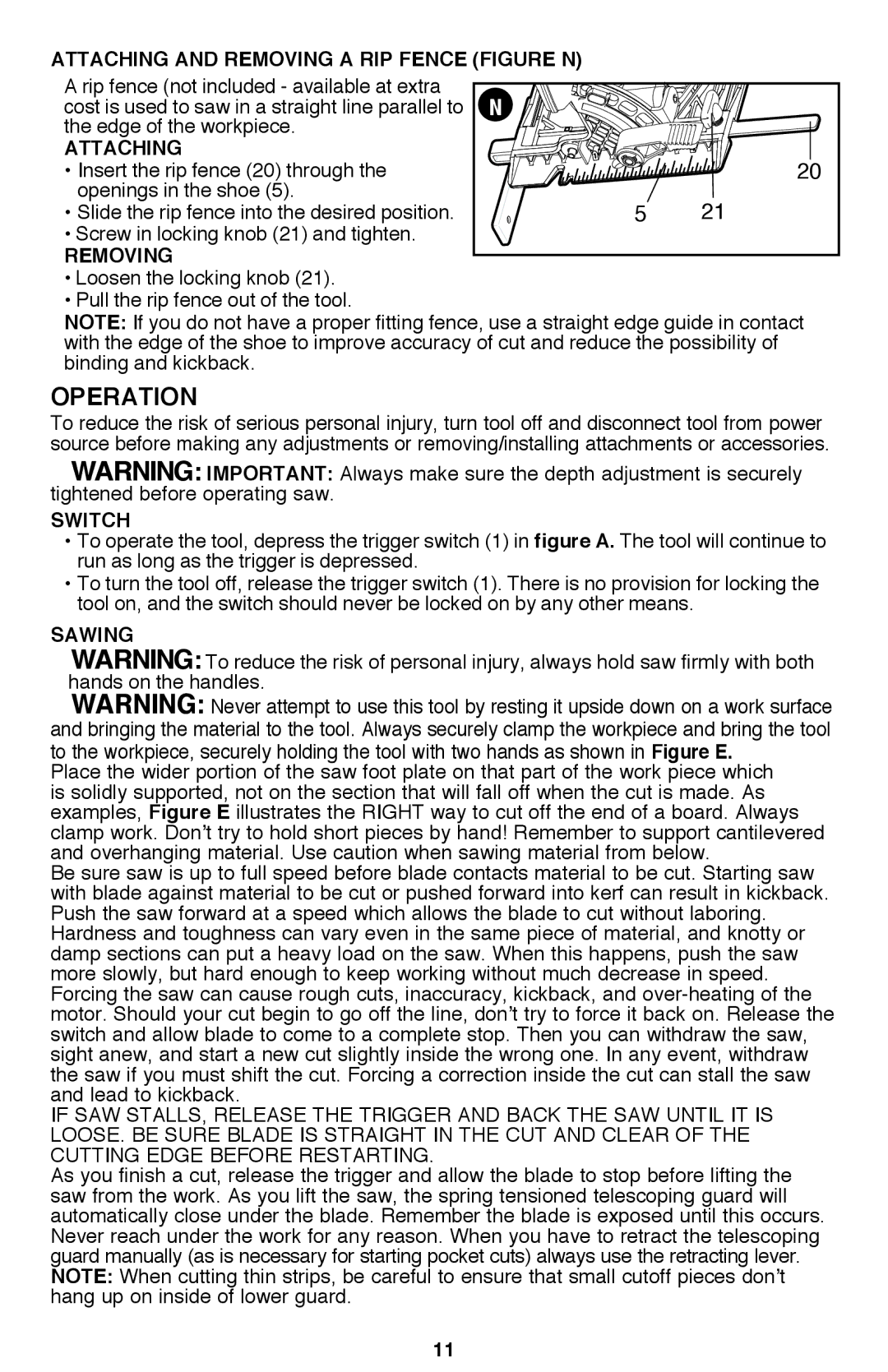 Bostitch BTE300K instruction manual Operation, Switch 