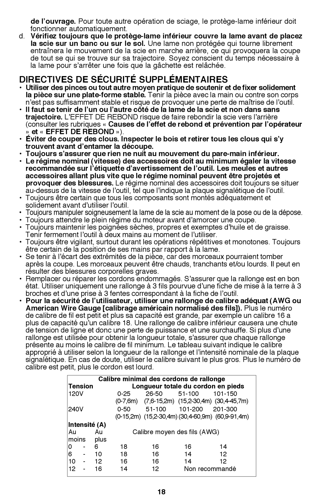 Bostitch BTE300K instruction manual Directives de sécurité supplémentaires, Résulter des blessures corporelles graves 