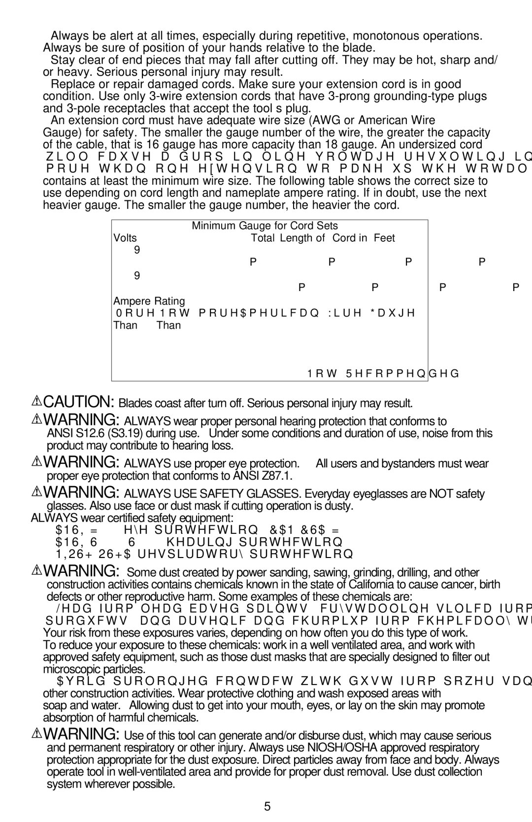 Bostitch BTE300K instruction manual Total Length of Cord in Feet 