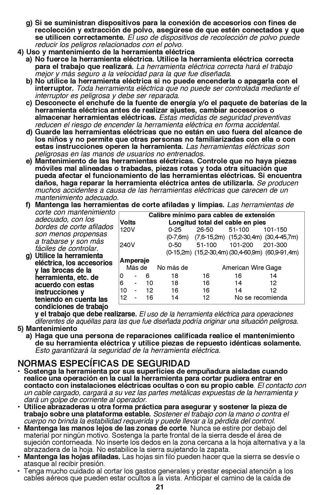 Bostitch BTE340K instruction manual Normas específicas de seguridad, Utilice la herramienta Amperaje 