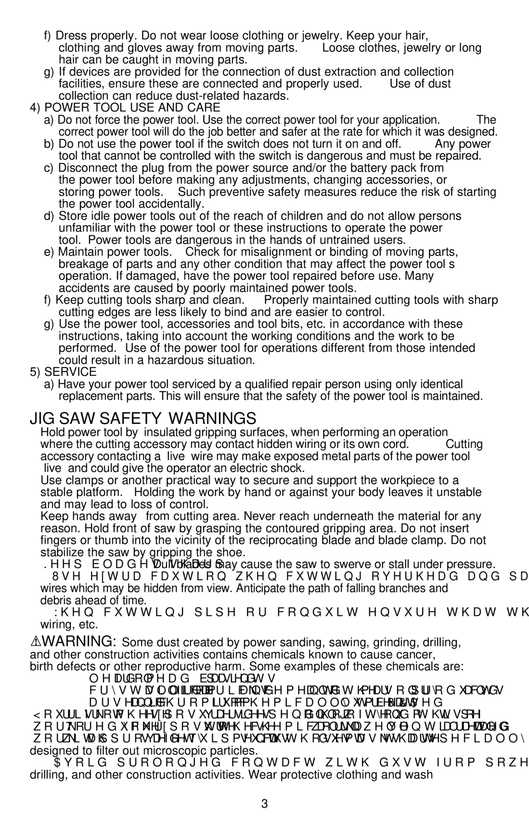 Bostitch BTE340K instruction manual Jig saw safety warnings 