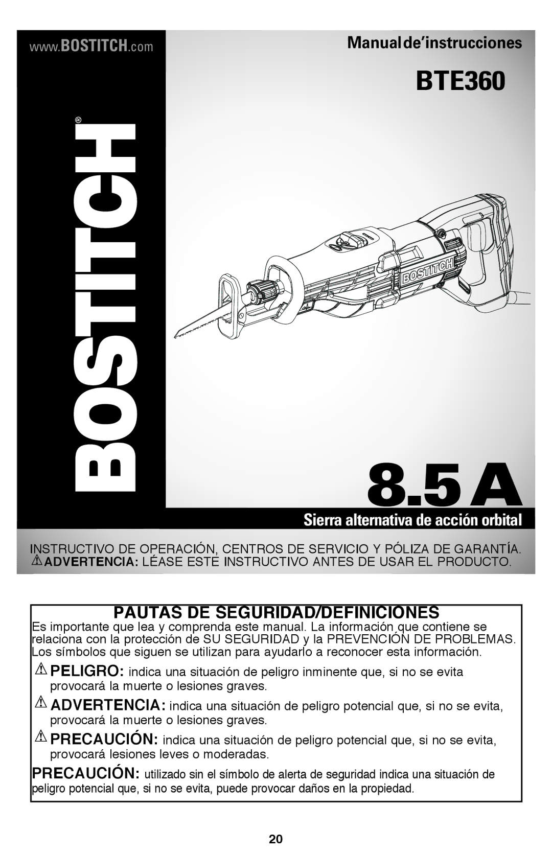 Bostitch BTE360K instruction manual 