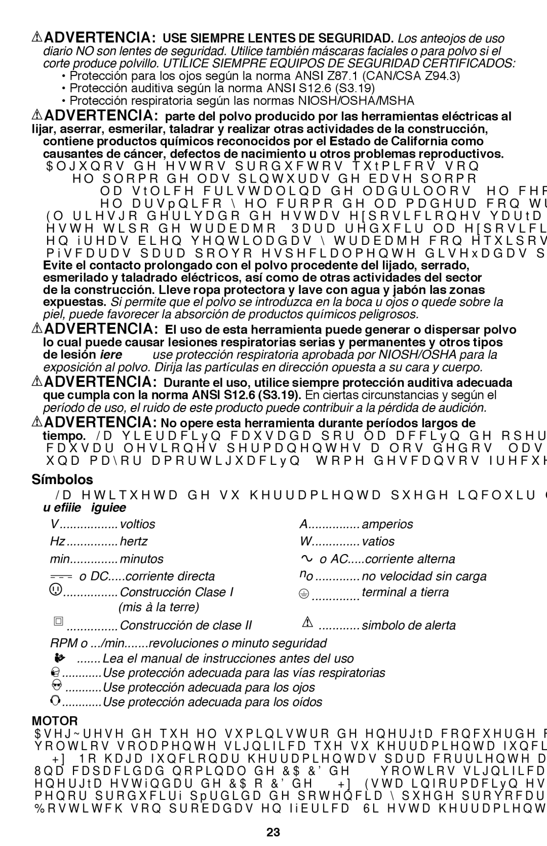 Bostitch BTE360K instruction manual Símbolos 